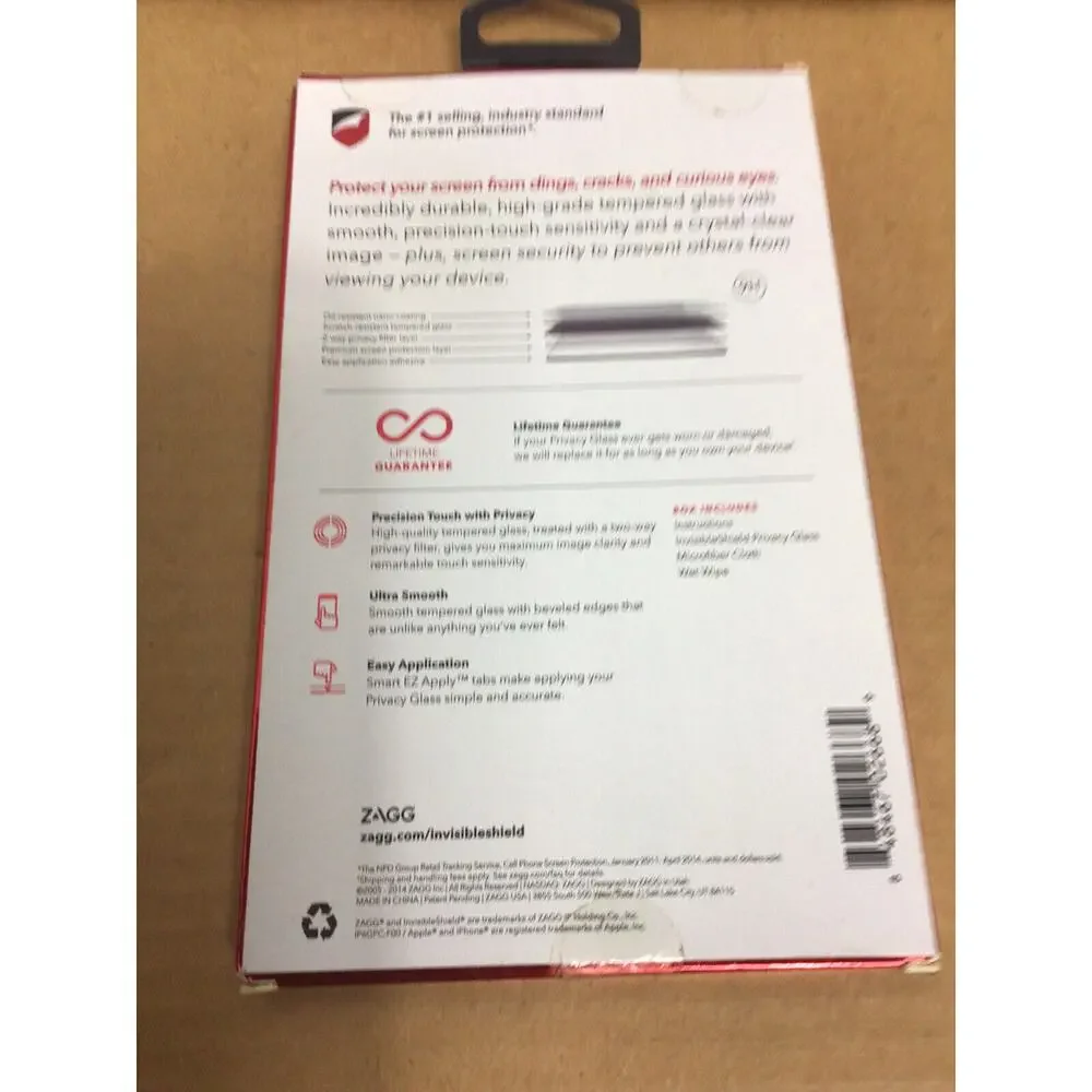 For iPhone 6 & iPhone 6s Zagg Invisible Shield Privacy Glass Screen Protector